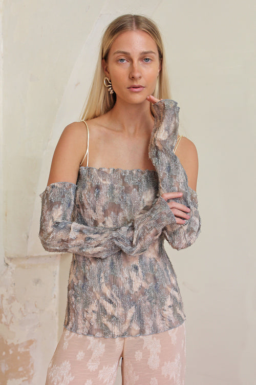 PASTEL PLISSE CAMI - WITH SLEEVES